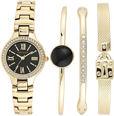 Anne Klein Women's Swarovski Crystal Accented Watch and Bracelet Set, AK/3582