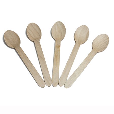 HUJI Eco- Friendly Wooden Spoons - Disposable Wood Cutlery Silverware (1)