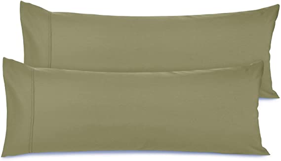 Nestl Bedding Premium Body Pillowcase Set of 2 - Double Brushed Microfiber Hypoallergenic Body Pillow Covers - 20 x 54 in - Breathable Ultra Soft Bed Pillow Cases - Sage Olive Green