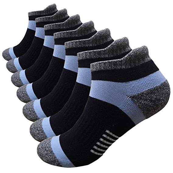 Men's Low Cut Running Sock Cotton 3/7 Pack Performance Comfort No Show Athletic Cushion Socks Tab L and XXL