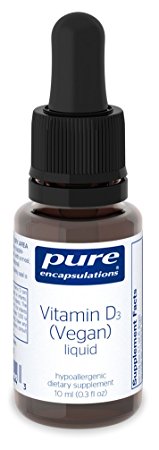 Pure Encapsulations - Vitamin D3 (Vegan) Liquid - Hypoallergenic Support for Bone, Breast, Prostate, Cardiovascular, Colon and Immune Health* - 10 ml (0.3 fl oz)