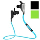 Bluetooth Headphones Canbor Wireless Sport Headphones Stereo In-ear Noise Cancelling Headphones with Apt-xmic for Iphone 6s 6s Plus 6 5s 4 Samsung Galaxy S6 S5 Note 5 4 and Android Phones- Blue