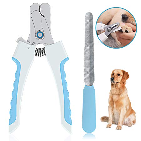 Dog Nail Clippers, Stainless Steel Dog Nail Trimmer with Razor Sharp Blades, Safety Guard to Avoid Over-cutting, Professional Grooming Tool at Home for All Small Large Dogs Cats Pets - Free Nail File