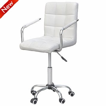 Yaheetech Modern PU Leather Midback Adjustable Executive Office Chair-White