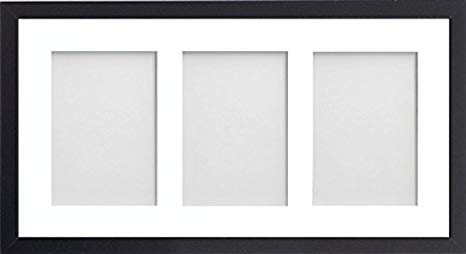 Frame Allington Range 20 x 10 Inches Black Picture Photo Frame with White 3-Aperture Mount for Image Size 7 x 5 Inches (Portrait)