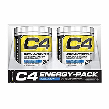 Cellucor C4 Pre Workout, Twin Pack, Icy Blue Razz, 60 Count