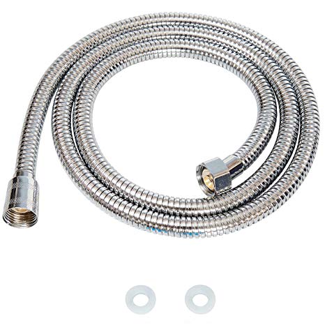 1.5m Shower Hose with Washers Chrome Replacement Anti-Kink Pipe