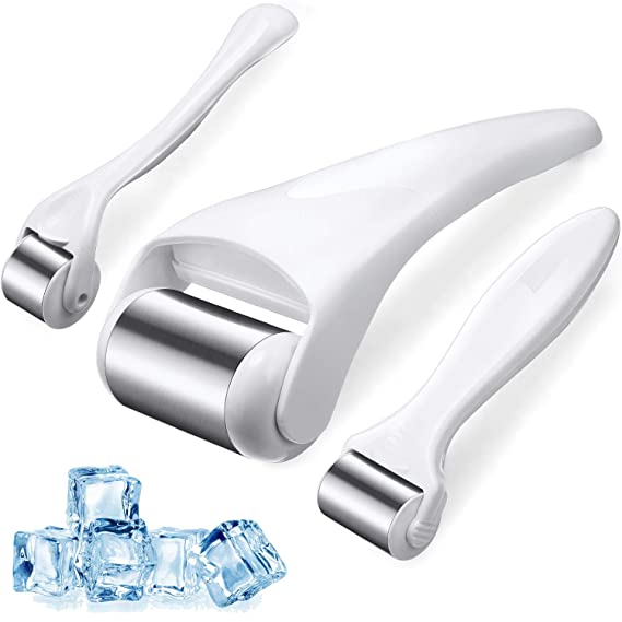 3 Pieces Ice Roller Face Body Massager Stainless Steel Wheel Face Roller Cooling Massage Rollers Ice Face Roller for Face Eye Neck Body Wrinkle Puffiness Redness, Small, Medium and Large