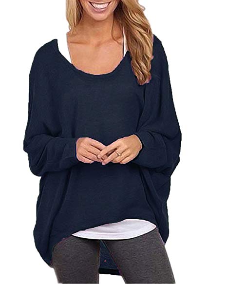 ZANZEA Women's Sexy Long Batwing Sleeve Loose Pullover Casual Top Blouse T-Shirt