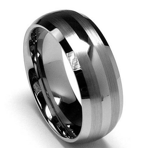King Will TYRE Men's 8mm Tungsten Carbide Ring Wedding Engagement Band Matte/Brushed Finish Lines