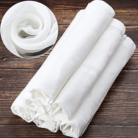 6 Packs Soft Cotton Muslin Cloth or Bags, Suit for Straining Fruit, Butter, Wine, Milk Filter in Home (50 x 50 cm, Muslin Cloth)