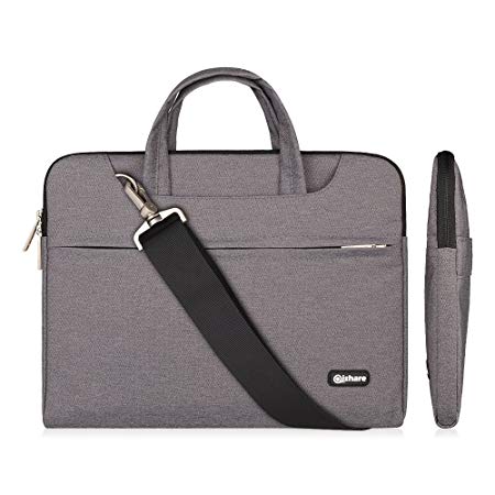 Qishare 11.6-12 Inch Gray Multi-Functional Portable Carrying Bag/Shoulder Bag/Messenger Bag/Notebook Computer Sleeve Case Bag/Handbag for Laptop/Tablet / MacBook/Notebook(Gray, 11.6'')
