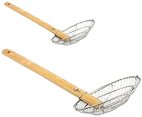 M.V. Trading SSK6 Stainless Steel Asian Spider Skimmer Strainer with Bamboo Handle, 6-Inches