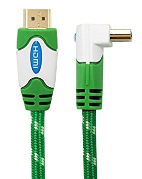 Ultra Clarity 3 FEET Cable HDMI 2.0 4K 60Hz Cord with Right Angle Connector Plug 3D HD Ethernet with ( ARC ) Audio Return Channel ( 3FT / 1 Meter ) 28AWG - Full Metal Jacket and Connectors