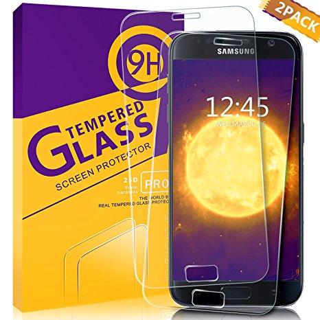 Galaxy S7 Glass Screen Protector Youer, Full Coverage Premium Tempered Glass Scratch Resistan HD Clear 3D Anti-Bubble Screen Film for Galaxy S7 - 2Pack