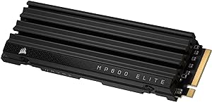 CORSAIR MP600 Elite 2TB M.2 PCIe Gen4 x4 NVMe SSD with Included Heatsink – M.2 2280 – Up to 7,000MB/sec Sequential Read – High-Density 3D TLC NAND – Black