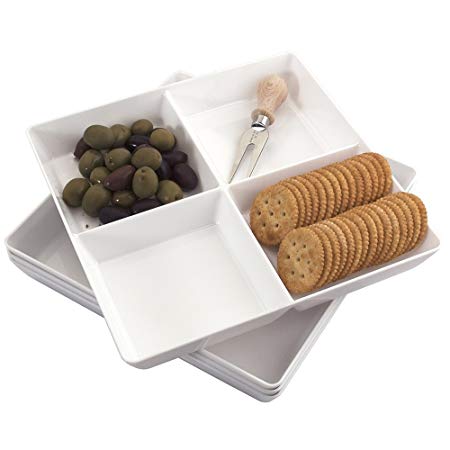 Avant 4-Compartment Plastic Appetizer Serving Tray | set of 4 White