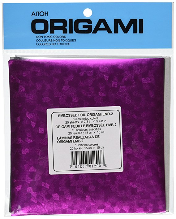 Aitoh Embossed Foil Origami Paper, 5.875 by 5.875-Inch, 20-Pack