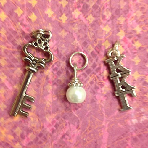 Sorority Greek Kappa Kappa Gamma Essential Trio of Charms - lavaliere, key mascot, pearl dangle