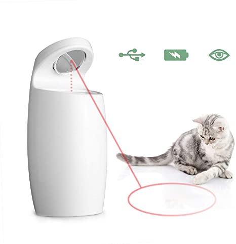 DAMGOO Safe for Eyes Cat Light Toy Interactive Cat Toys 2 Speeds Rotating Automatic Beam Toys for Cats Rechargeable Electric Kitten Smart Dot Toys (Green)