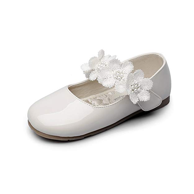 Chiximaxu Maxu Kid Girl's Marry Jane Flat Shoes Strap Flower(Toddler/Little Kid)