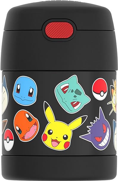 THERMOS FUNTAINER 10 Ounce Stainless Steel Vacuum Insulated Kids Food Jar with Spoon, Pokemon (F3101PM6)