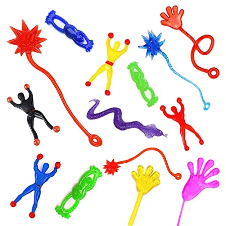 100 Pieces Assorted Stretchy Sticky Toy, Includes 20 Sticky Hands, 20 Sticky Snakes, 20 Sticky Hammers, 20 Sticky Frogs and 20 Wall Climb Men For Kids For Fun