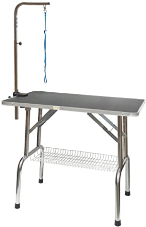 Go Pet Club Heavy Duty Stainless Steel Pet Dog Grooming Table with Arm, 48-Inch