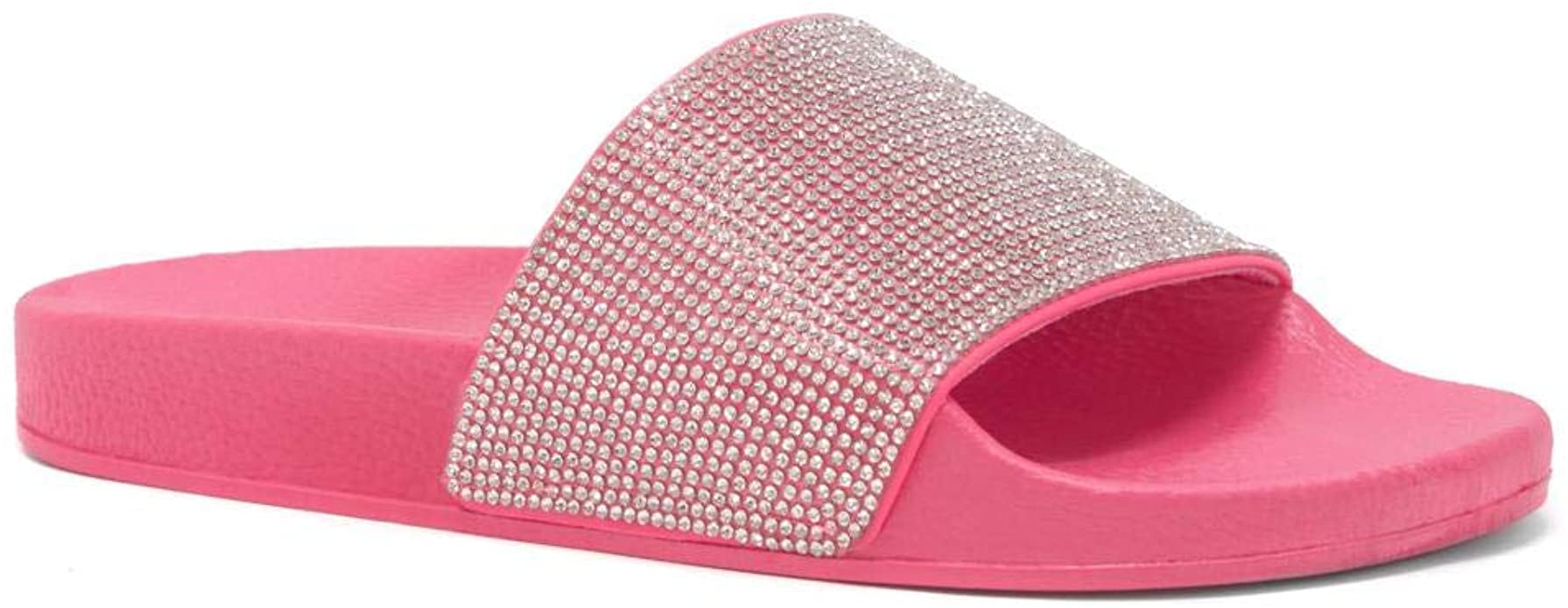 Herstyle Cosmic Womens Fashion Rhinestone Glitter Slide Slip On Mules Summer Shoe Platform Footbed Sandal Slippers