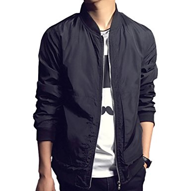 BINGKA Mens Jacket Fashion Softshell Sportswear Lightweight Slim Bomber Jacket Coat