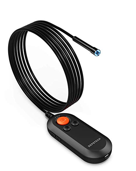 DEPSTECH Wireless Endoscope, WiFi Borescope with Digital Zoom Lens, HD Snake Inspection Camera with QuickShot for Android and iPhone, Samsung, Tablet -Black(33FT)