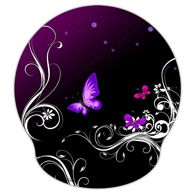 Mouse Pads for Computers Ergonomic Memory Foam Nonslip Wrist Support-Lightweight Rest Mousepad for Office,Gaming,Computer, Laptop & Mac,Pain Relief,at Home Or Work (Purple Butterfly)