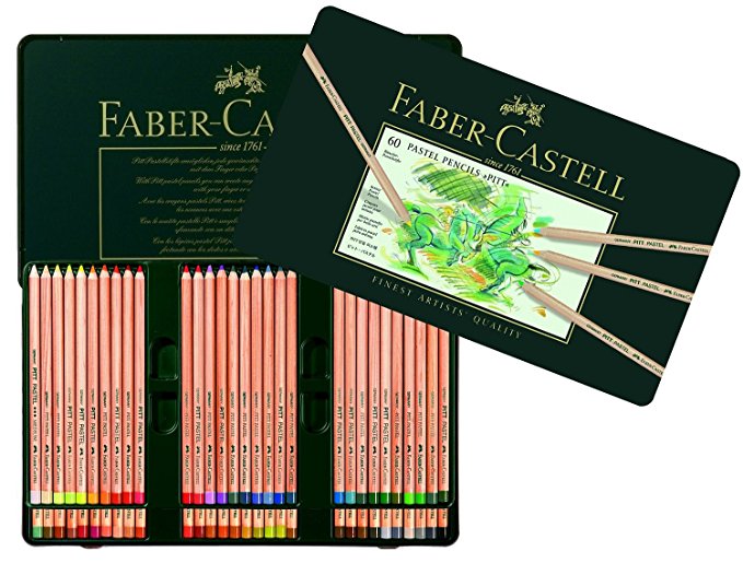 Faber-Castel FC112160 PITT Pastel Pencils In A Metal Tin (60 Pack), Assorted
