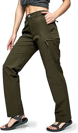 MIER Women's Quick Dry Cargo Pants Lightweight Tactical Hiking Pants with 6 Pockets, Stretchy and Water-Resistant