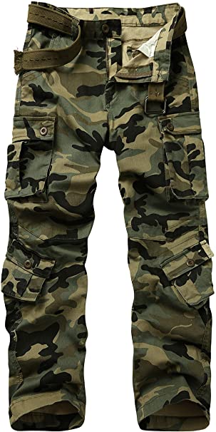 Men's BDU Casual Military Pants, Cotton Camo Tactical Wild Combat Cargo ACU Rip Stop Trousers with 8 Pockets