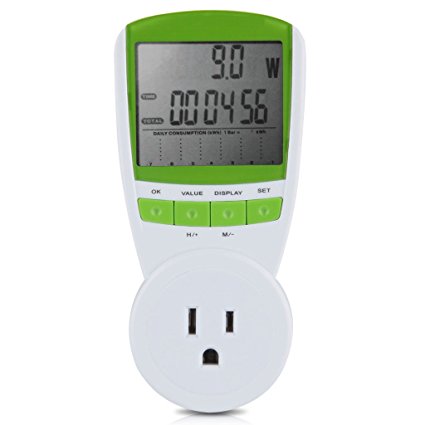 Power Meter Energy Monitor with Overload Protection Function LCD Display Analyzer Electricity Usage Monitor