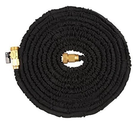 [Upgraded] Ohuhu® 100 Ft Super Strong Garden Hose / Expandable Hose, 100 Feet Expandable Garden Hose with All Brass Ends and Connector, Black