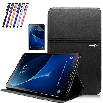 Mignova Tab A 10.1 Case , Slim Lightweight Smart Cover Auto Sleep/Wake Feature for Samsung Galaxy Tab A 10.1 Inch (SM-T580 /SM-T585) Tablet 2016 Release  Screen Protector Film and Stylus Pen (Black)