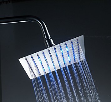 Eyekepper LED 8 inch Stainless Steel ShowerHead Rain Shower head Chrome Ultra Thin