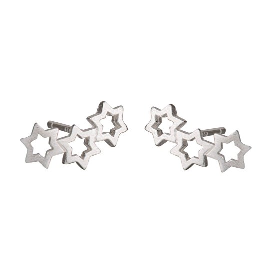 S.Leaf 3 Stars Stud Earrings Sterling Silver Hollow Out Star Earrings Studs Ear Vines
