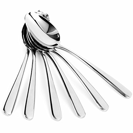 Dessert Spoons, Stainless Steel Dinner Spoon Soup Spoon Dinner Flatware Set of 6