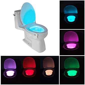 WARRAH Toilet Night Light by Motion Sensor Activated with 8 Colors Battery Operated Toilet Bowl Lights