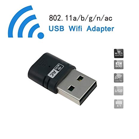 USB Wifi Adapter, 600Mbps Dual Band 802.11ac USB Wireless Network Adapter Wifi USB Dongle for Windows 10/8.1/7/XP/Vista Mac OS