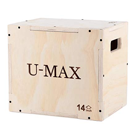 U-MAX Wood Plyo Box 3 in 1 for CrossFit Jump Training and Conditioning Plyometric Box for CrossFit Training, MMA 30/24/20, 20/16/14,16/14/12