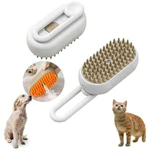 Spritz Defur Comb, Spritz Defur Comb for Cats, Celery Pets Steam Brush, 3 in 1 Self Cleaning Water Dog Brush, Pet Grooming Comb Spray Massage Comb with Handle (White)