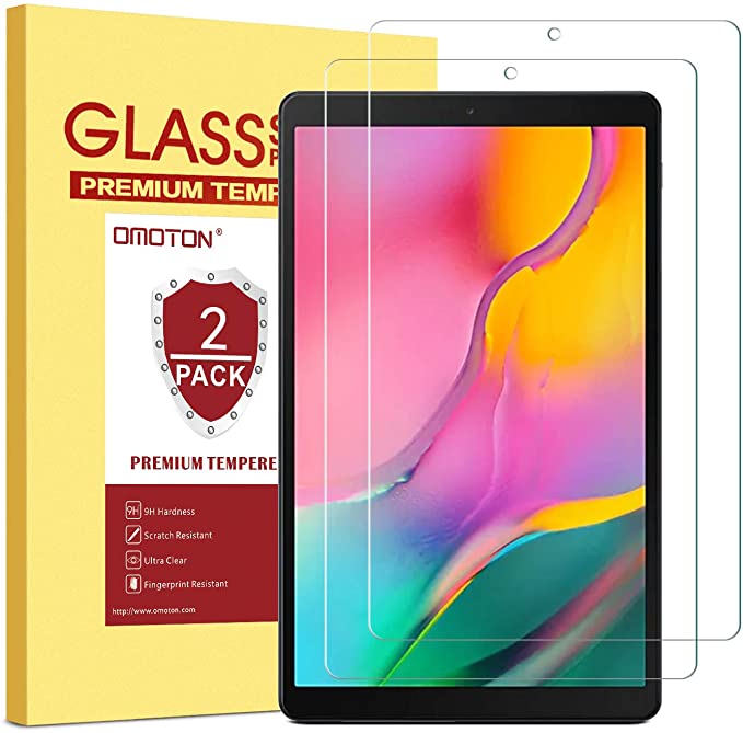 OMOTON [2 Pack] Screen Protector for Samsung Galaxy Tab A 10.1 2019 Release SM-T510, Tempered-Glass/Scratch-Resistant/Bubble Free