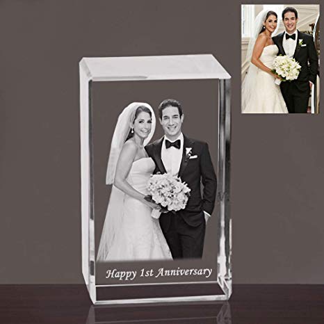 Qianruna Personalized Custom 2D/3D Crystal Photo Laser Etched Engraving Gifts for Wedding and Anniversary