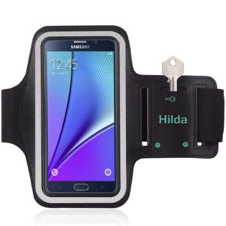 Galaxy Note 5 ArmbandSamaung Galaxy Note 5 Armbandby HildaFeartured with Sport Scratch-Resistant MaterialSlim LightweightDual Arm-Size SlotsSweat ResistantampKey Pocketwith Headphone PortsBlack