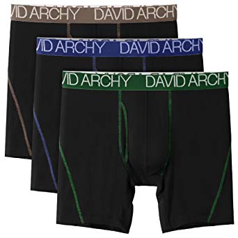 David Archy Men's 3 Pack Bamboo Rayon Underwear Ultra Soft Breathable Boxer Briefs with Fly