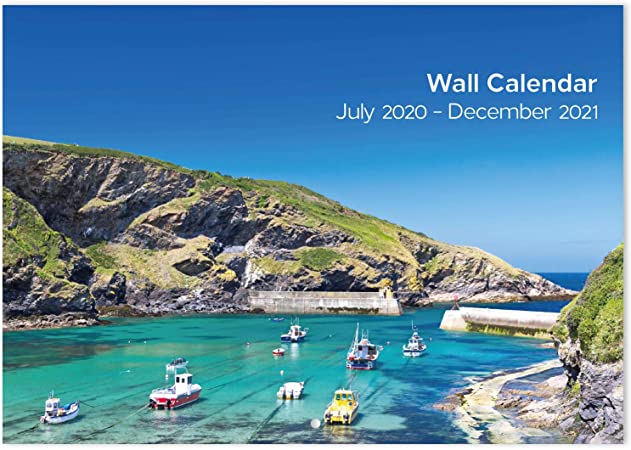Calendar 2020-2021 - 18 Monthly Calendar, 8.25" x 11.5"(Closed), July 2020 - December 2021,"by The Sea" - Sea Blue